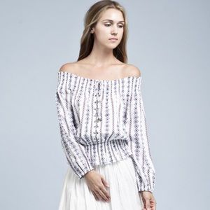 NWT Anthropologie Moon River Off Shoulder Americano Nautical Top
